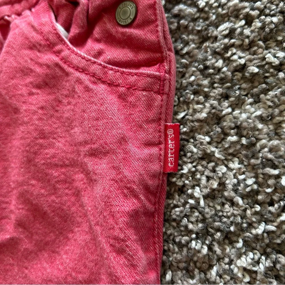 Vintage 90s Carter’s toddler girls 18 months pink flower button overalls